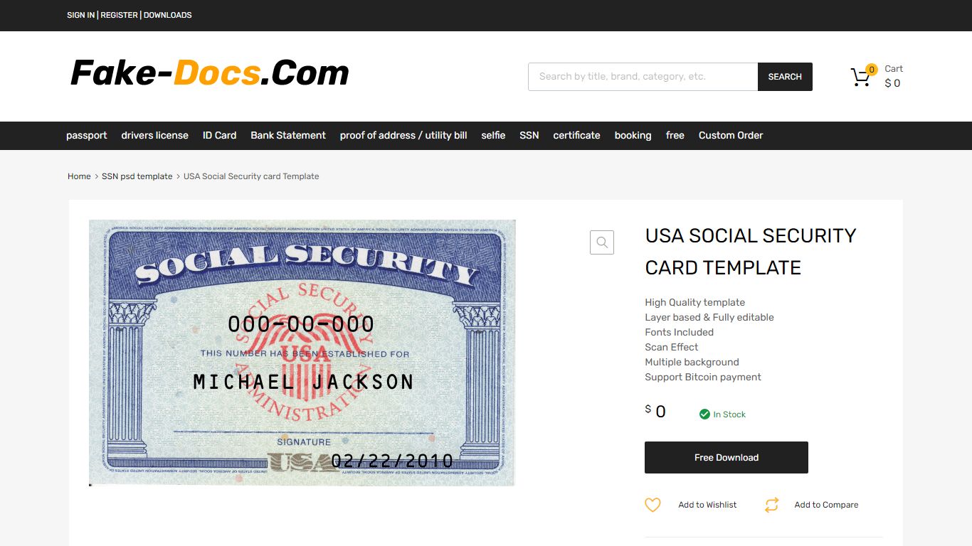 USA Social Security card Template | Psd Shop